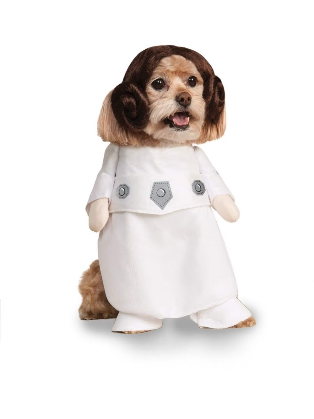 Rubie's White Princess Leia Dog Costume with Brown Wig Small